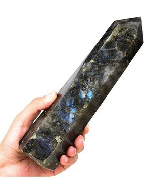 Large Labradorite Crystal Point Tower - Natural Healing Obelisk for Reiki